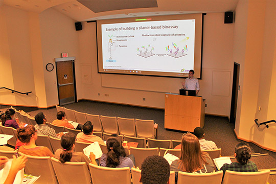 Dr. Matt Jackson gives a talk on different materials for microfluidics.
