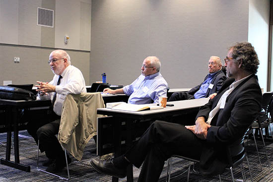 From left: Dr. David Kaufman, UNC; Prof. Steven Soper, KU; Prof. George Wilson, KU; Dr. Rolf Muller, BioFluidica.