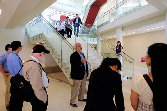 Mark Reiske of KU gives a tour of the new Integrated Science Building (ISB), where CBM2 will move in Summer 2018.