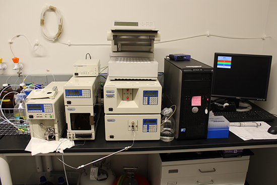 HPLC and a table full of machines