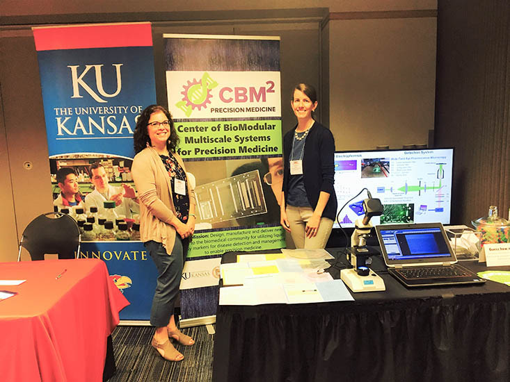Cady Bush, Program Coordinator for KU’s Adams Institute, and Lindsey Roe, Program Assistant for the Center of BioModular Multiscale Systems for Precision Medicine.