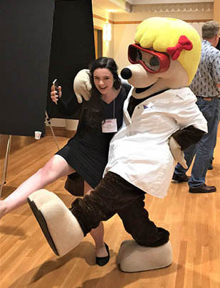 Dr. Bethany Gross volunteered to wear the ACS mascot Milli the Mole for an afternoon at the meeting. Milli and Soper Group graduate student Eva Mohr take a break from all of the talks to have a little fun!