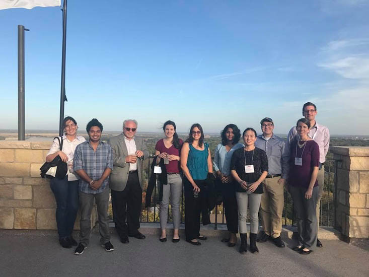 Several Soper group members gathered on the rooftop of the Oread Hotel for an evening reception. From left: Dr. Camila Campos, Uditha Athapattu, Prof. Steven Soper, Eva Mohr, Jenny Conner, Charuni Amarasekara, Wenting Hu, Dr. Nick Larkey, Lindsey Roe, and Dr. Matt Jackson.