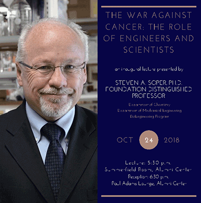 "The War Against Cancer: the Role of Engineers and Scientists" poster with Steven Soper